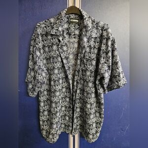 STARDOM HIGHFLYER Men's 3XL Black & White Tropical Print Shirt